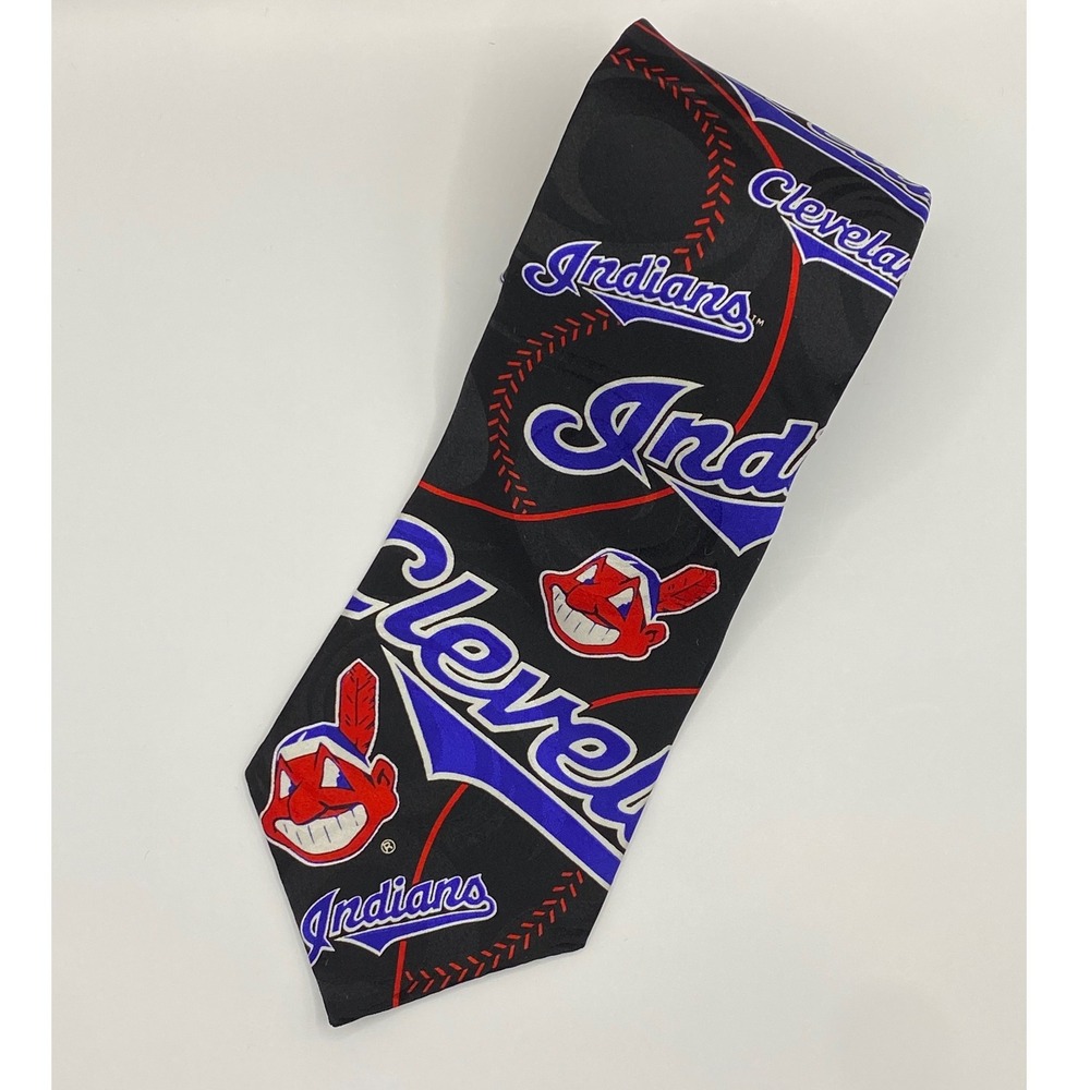 Vintage Cleveland Indians MLB Baseball Necktie RM Sport Silk‎ 1993 Chief Wahoo